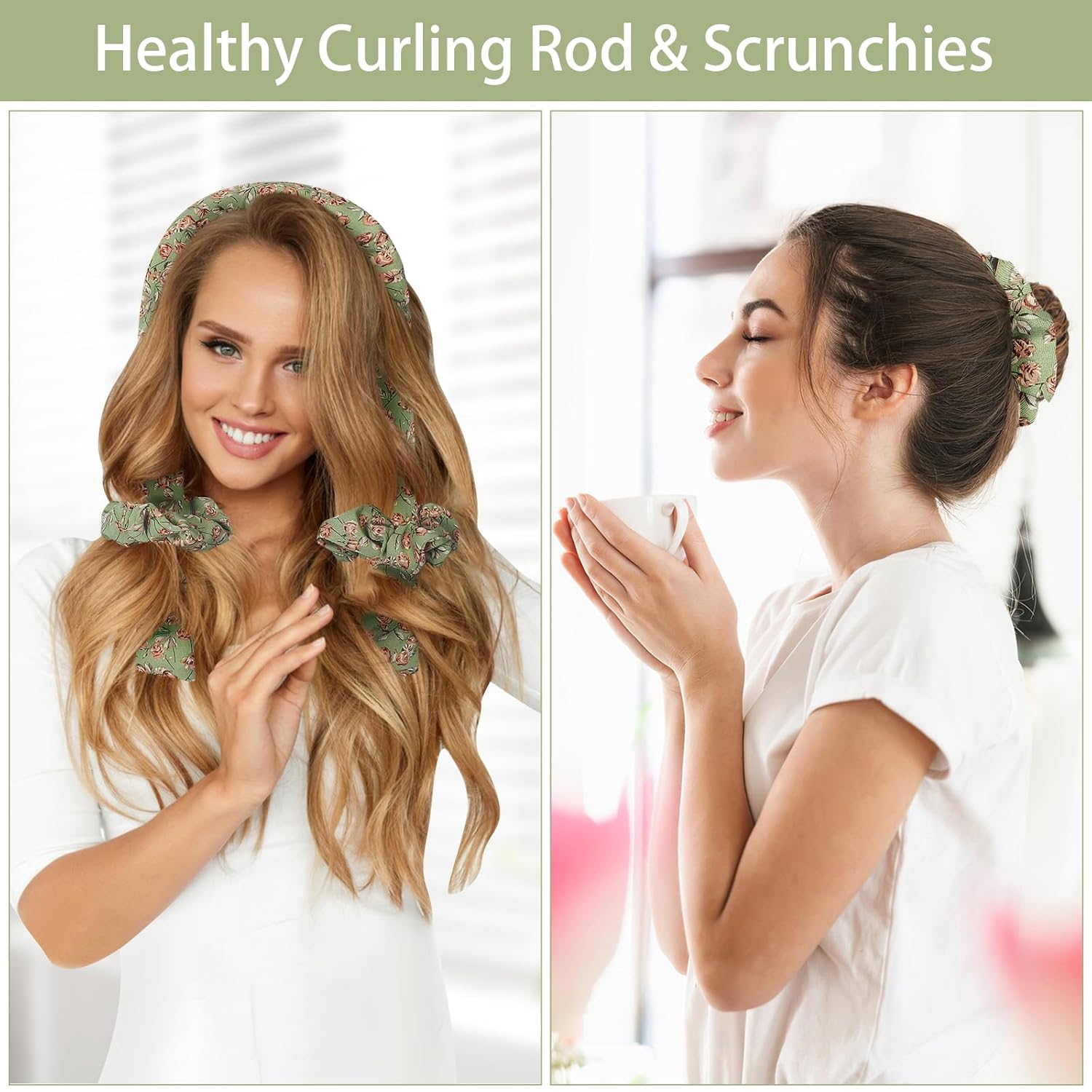 Rizador de pelo sin calor, diadema sin calor para cabello largo, rizadores de pelo sin calor para dormir durante la noche para mujeres, onda suave,