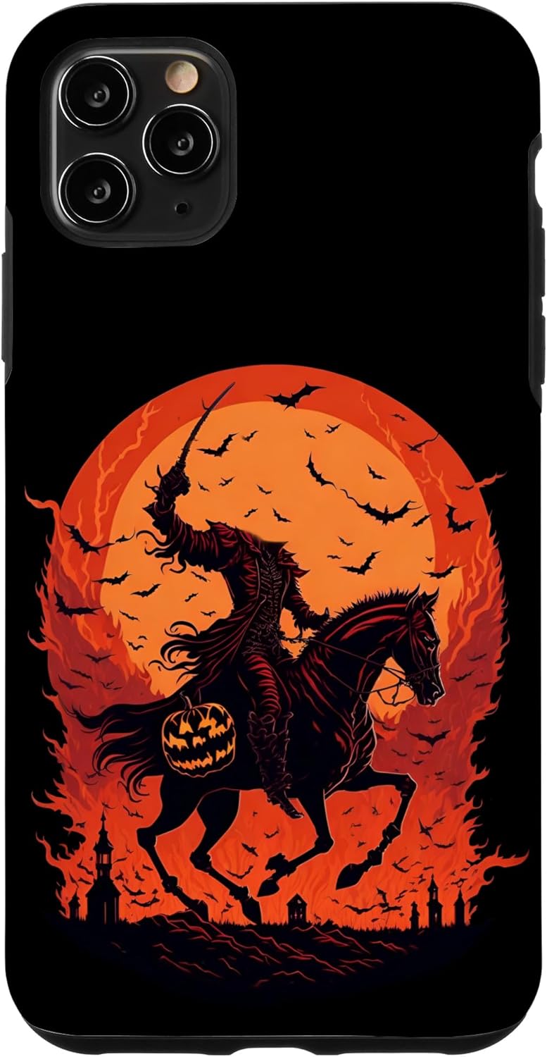 Funda de jinete sin cabeza de calabaza aterradora para iPhone 11 Pro Max para Halloween