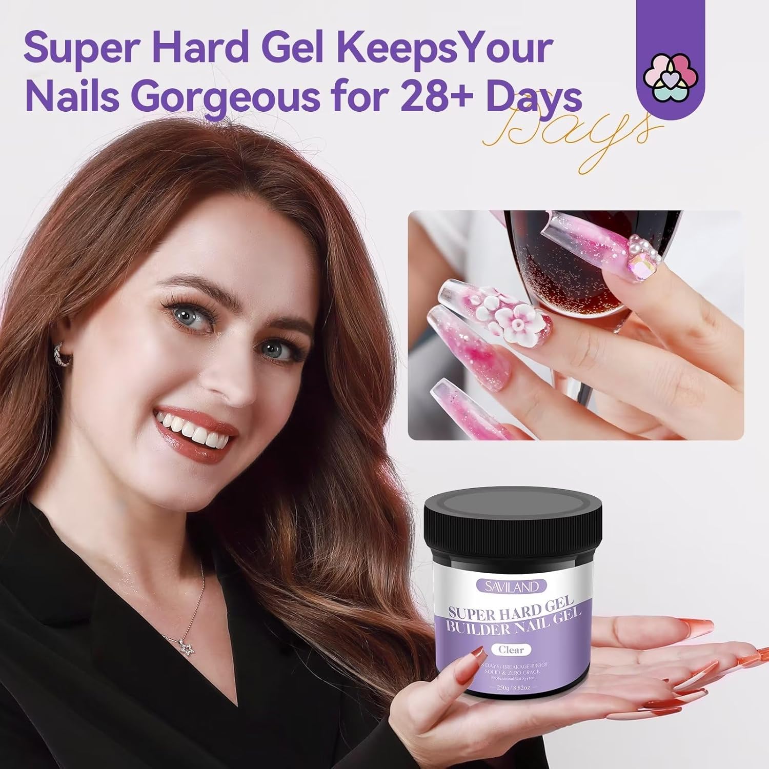 SAVILAND Gel duro transparente para uñas  250 g8.82 oz Super Builder gel de uñas de gran capacidad para constructor de gel duro LEDU V, gel de
