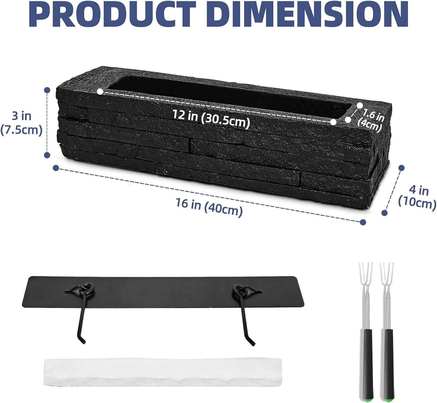Hoguera de mesa para interiores, mini hormigón de escritorio de 16 pulgadas, cuenco de fogata portátil personal con palos, sin humo, limpio para