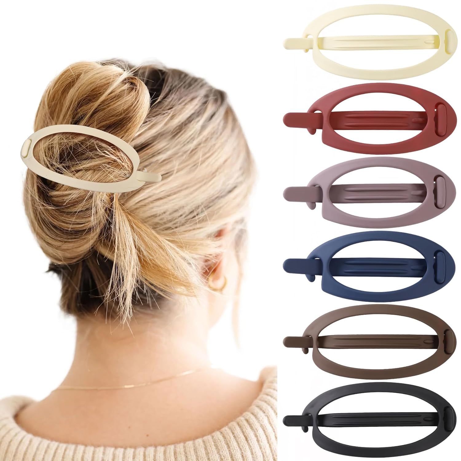 Pinzas para el cabello French Concord, 6 pinzas para el cabello planas deslizantes laterales para volumen, agarre fuerte, agarre antideslizante,