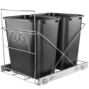 Pektiftn Cubo de basura doble extraíble debajo del gabinete, kit de estante extraíble debajo del fregadero, riel de estante deslizante de doble Pektiftn Cubo de basura doble extraíble debajo del gabinete, kit de estante extraíble debajo del fregadero, riel de estante deslizante de doble