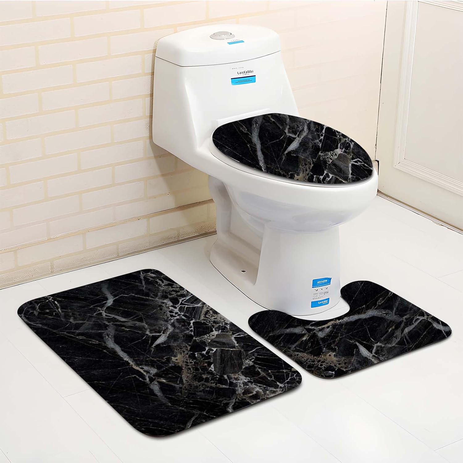 puseky Juego de 3 tapetes de baño, súper absorbentes y ultra suaves, antideslizantes y lavables, incluye alfombra, tapete de inodoro en forma de U y