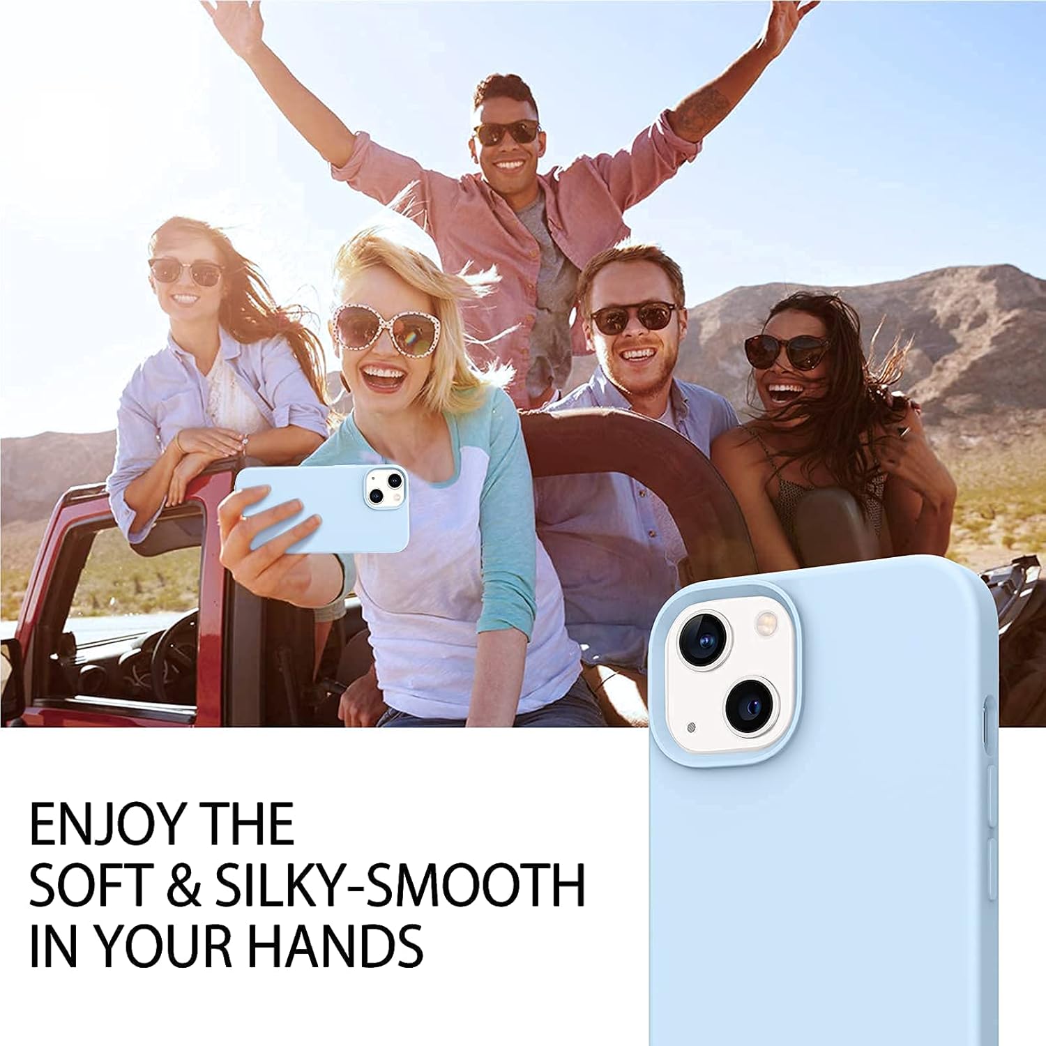 Telaso Funda compatible con iPhone 13, silicona líquida de gel suave para iPhone 13, funda delgada con forro de microfibra a prueba de golpes,