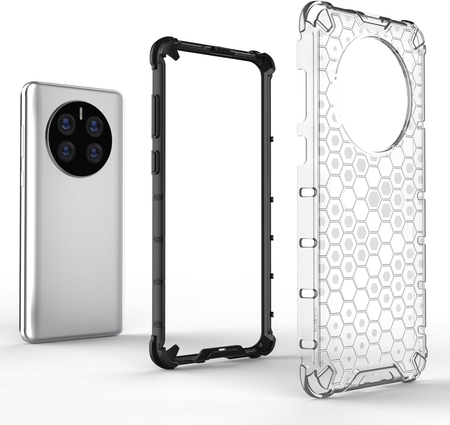Funda para Huawei Mate 50 Pro, funda para Huawei Mate 50 Pro Honeycomb Anti-Drop Shock-Absorbing Case Negro