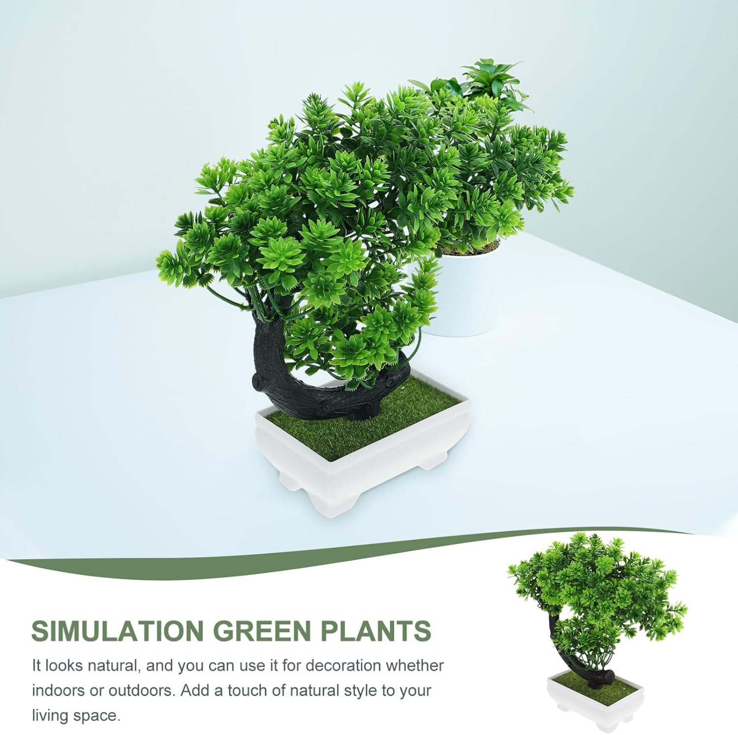 GANAZONO Pequeñas plantas artificiales para decoración del hogar, mini árbol bonsái artificial, plantas artificiales japonesas para decoración del