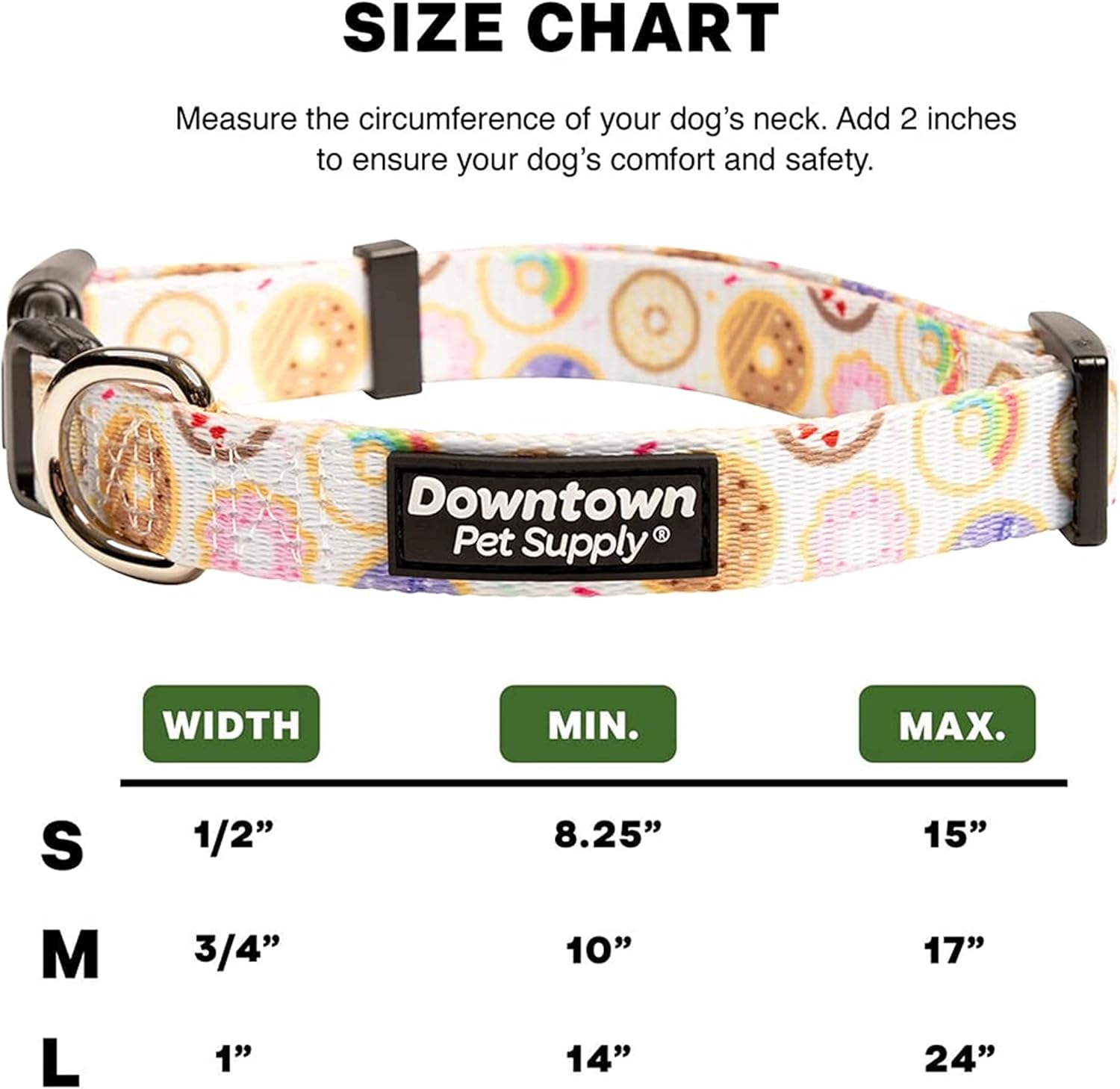 Downtown Pet Supply – Collar de perro mejor, lindo y elegante – Collar de perro ligero ajustable con hebilla rápida y anillo en D – Seguro para