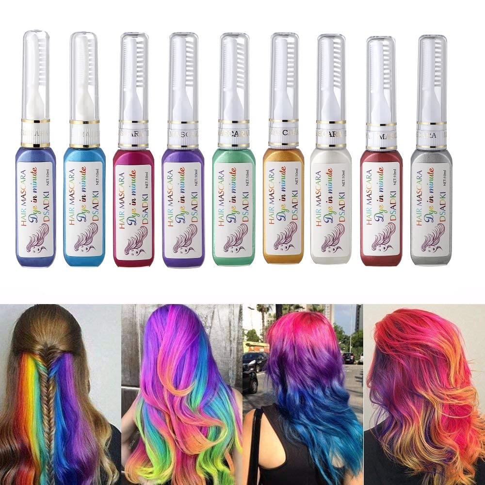 Rímel temporal para el cabello, lavable, tinte para el cabello, no tóxico, tinte instantáneo para tiza, para niñas y mujeres (gris plateado)