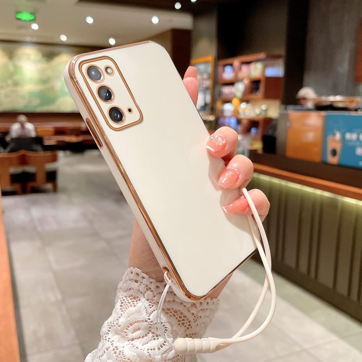 Funda para Note 20, funda para Galaxy Note 20 para mujer, galvanoplastia, de lujo, estética, moderna, bonita, de cámara completa, protección de TPU