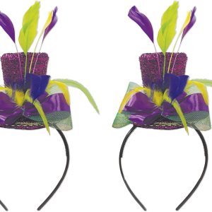 Diadema con sombrero de Mardi Gras, paquete de 2 Diadema con sombrero de Mardi Gras, paquete de 2
