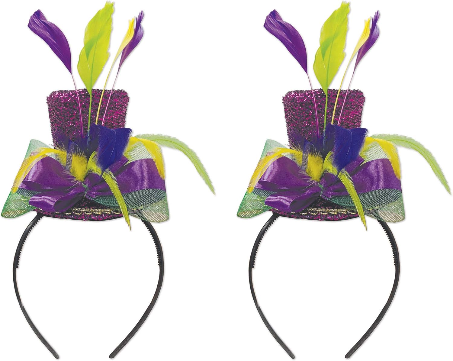 Diadema con sombrero de Mardi Gras, paquete de 2