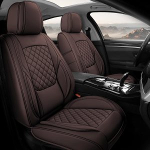Juego completo de fundas de asiento de automóvil, 5 asientos, universales, impermeables, de cuero, para la parte delantera y trasera, protectores Juego completo de fundas de asiento de automóvil, 5 asientos, universales, impermeables, de cuero, para la parte delantera y trasera, protectores