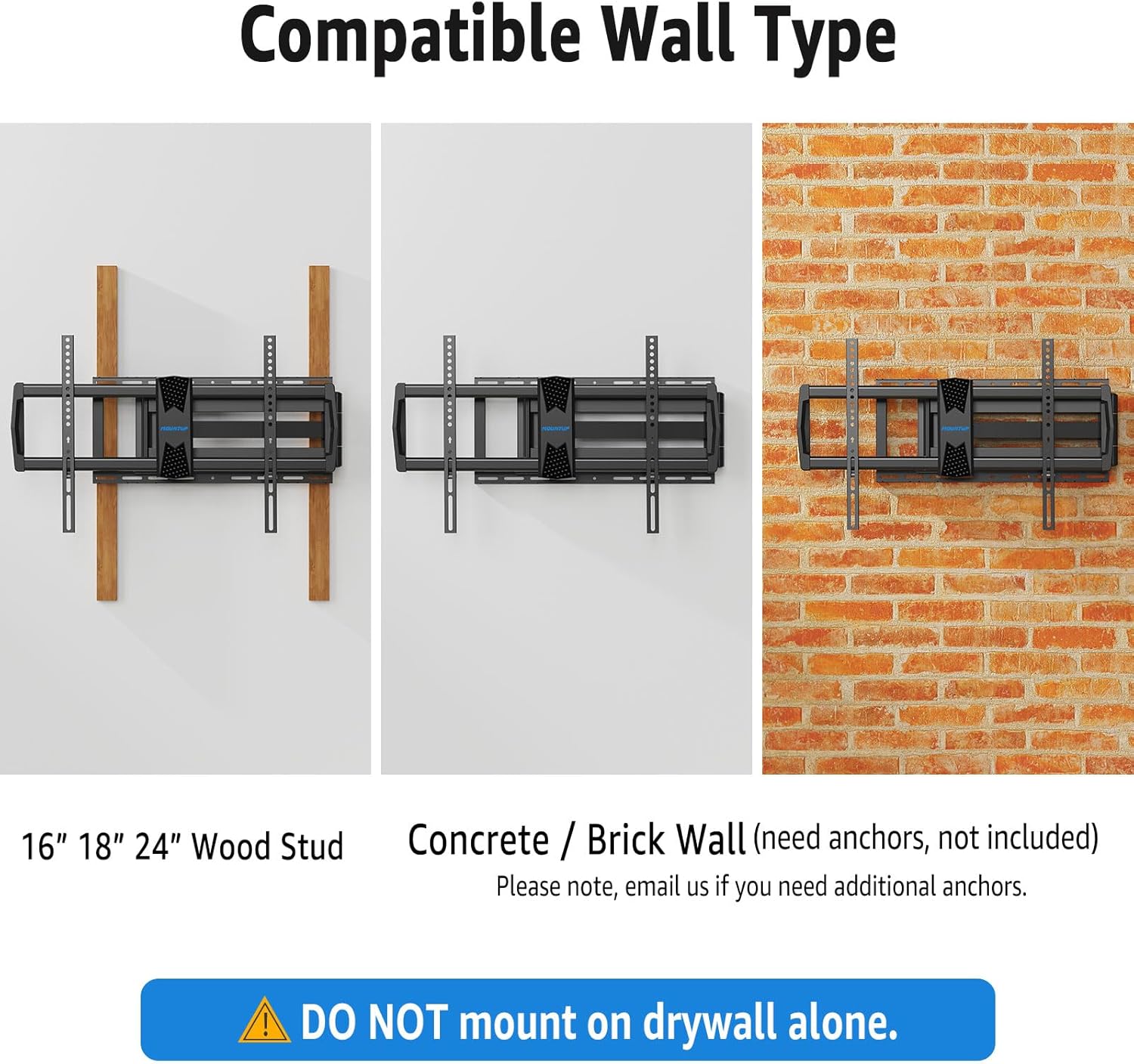 MOUNTUP MU0059 – Soporte de pared para TV de brazo largo con extensión de 40 pulgadas, soporte de movimiento completo para televisores de 42 a 90