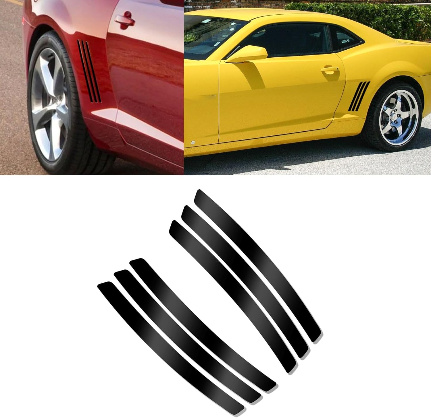 Xotic Tech – 6 calcomanías de vinilo con incrustaciones de vinilo para carrocería L&R para ventilación lateral, compatible con Chevrolet Camaro