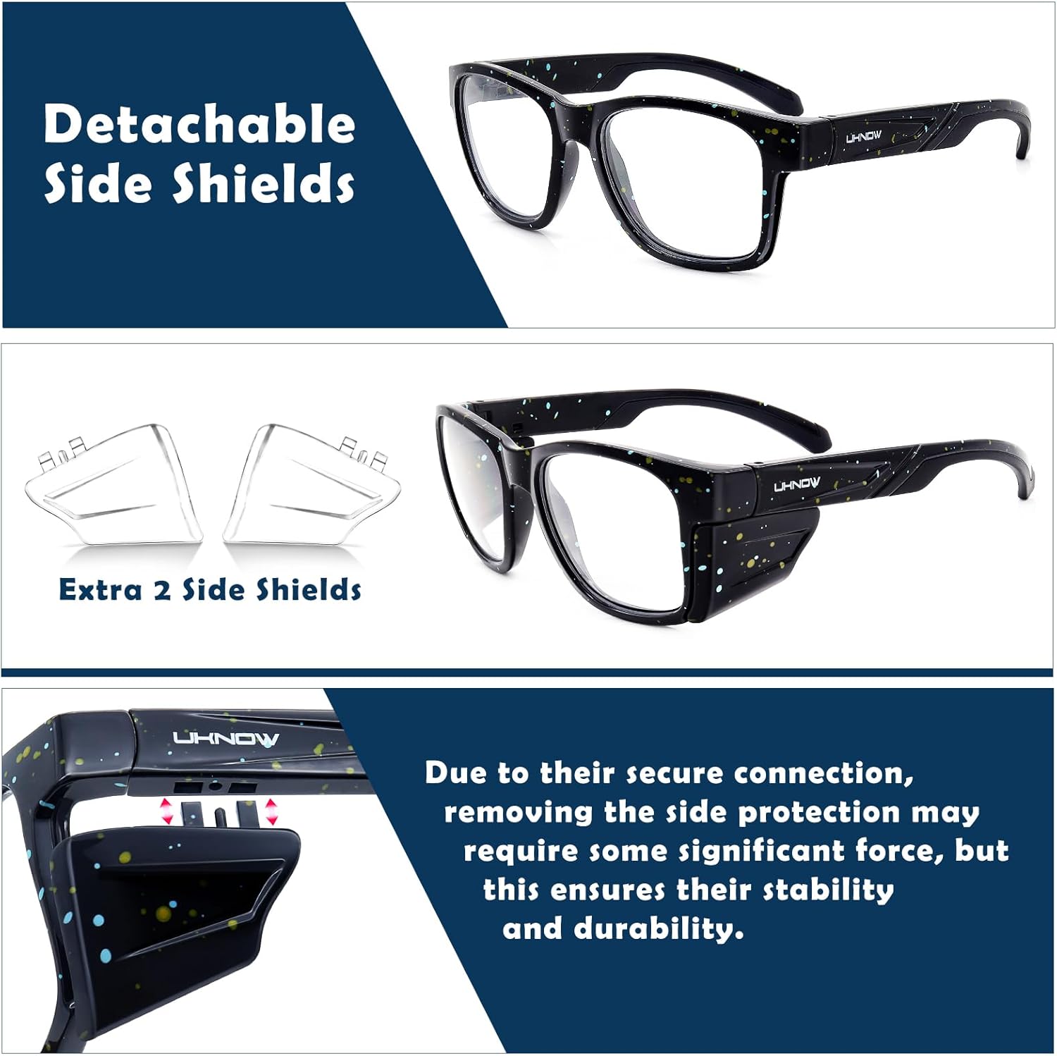 UKNOW Gafas de seguridad  Lentes antivaho  Protección ocular con escudos laterales  Anteojos protectores ANSI Z87.1  Protección UV