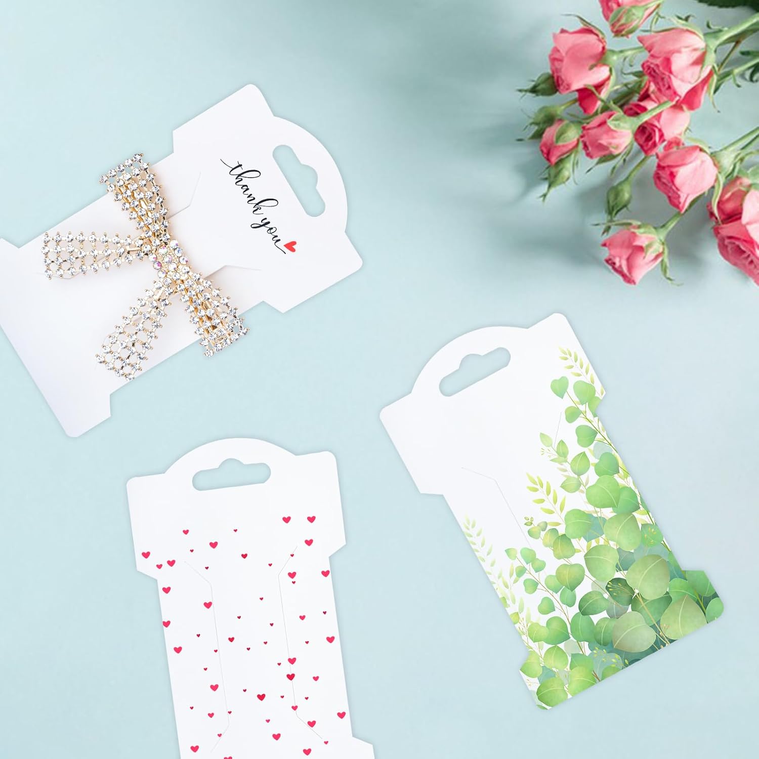 Anwyll Tarjetas de exhibición de lazo con clip para el cabello, tarjetas con clip de lazo para el cabello, pasadores de cabello blanco, tarjetas de