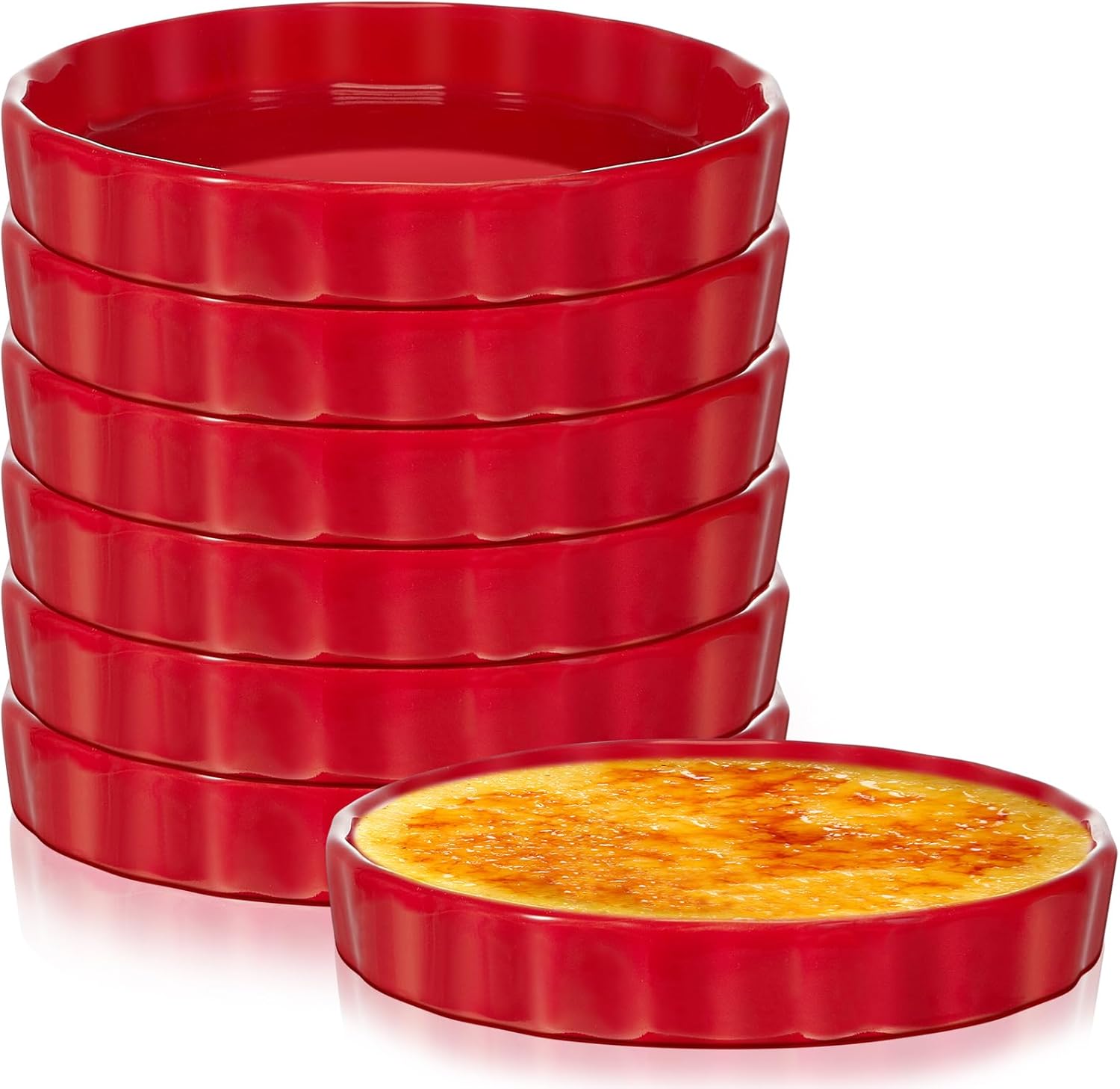 6 piezas de ramequines de 8 onzas aptas para horno, para creme brulee, platos de crema brulee, platos de porcelana para hornear quiche redondos para