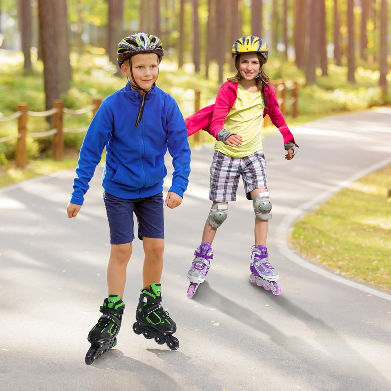 Patines en línea ajustables para niños, patines de hoja rojonegroazul con ruedas iluminadas para niños principiantes, niñas y jóvenes, talla S-M-L