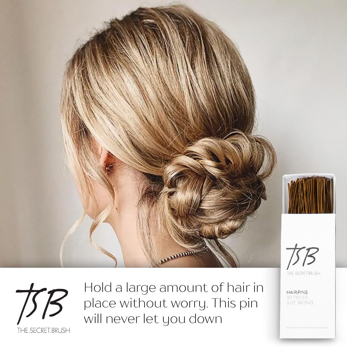 TSB Fura No.1 – Juego de horquillas para el pelo de bronce profesional Jumbo de 30 a 3.25 pulgadas, 3 retenciones, estilo vintage, ideal para bodas