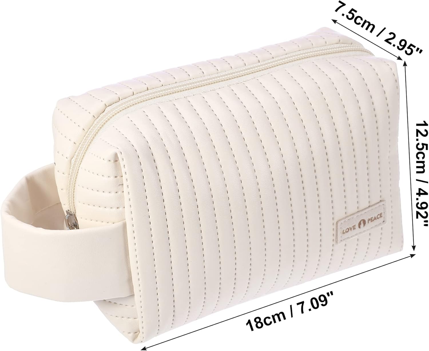 VOCOSTE Bolsa de maquillaje de piel sintética, bolsa de viaje para cosméticos, bolsa de maquillaje grande, bolsa organizadora de brochas de