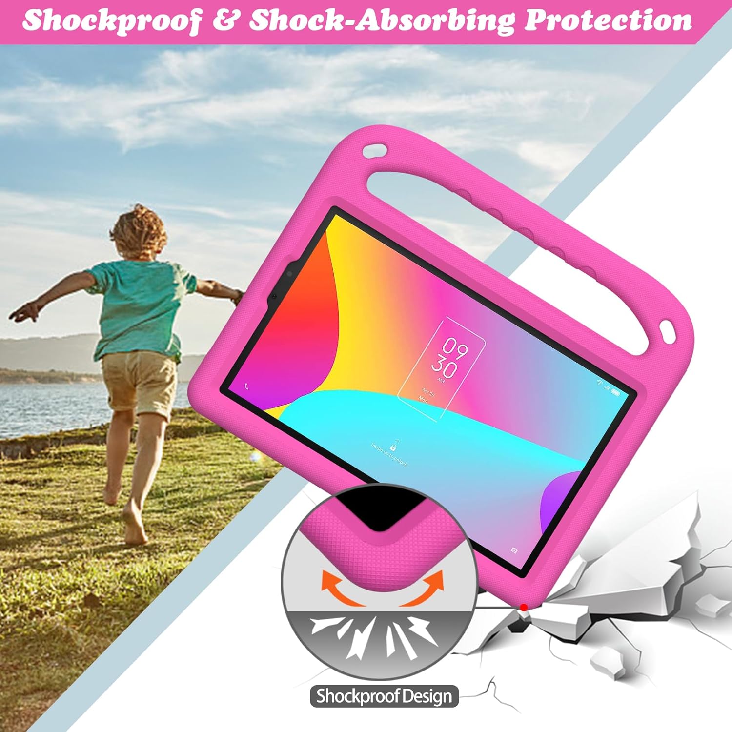 Funda para niños para tablet TCL Tab 8 LE 2023, ligera, a prueba de golpes, con asa para TCL Tab 8 LE (9137W)  TCL Tab 8 WiFi (9132X) (rosa)