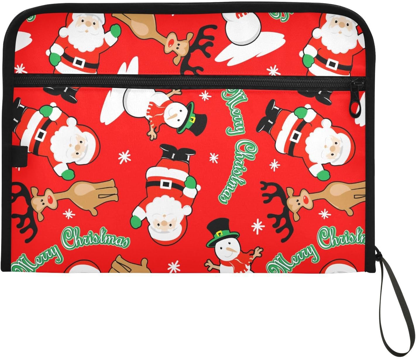 Carpeta de archivos expandible de Navidad de Papá Noel, organizador de documentos, carpetas colgantes con cremallera de 13 bolsillos para papeles de