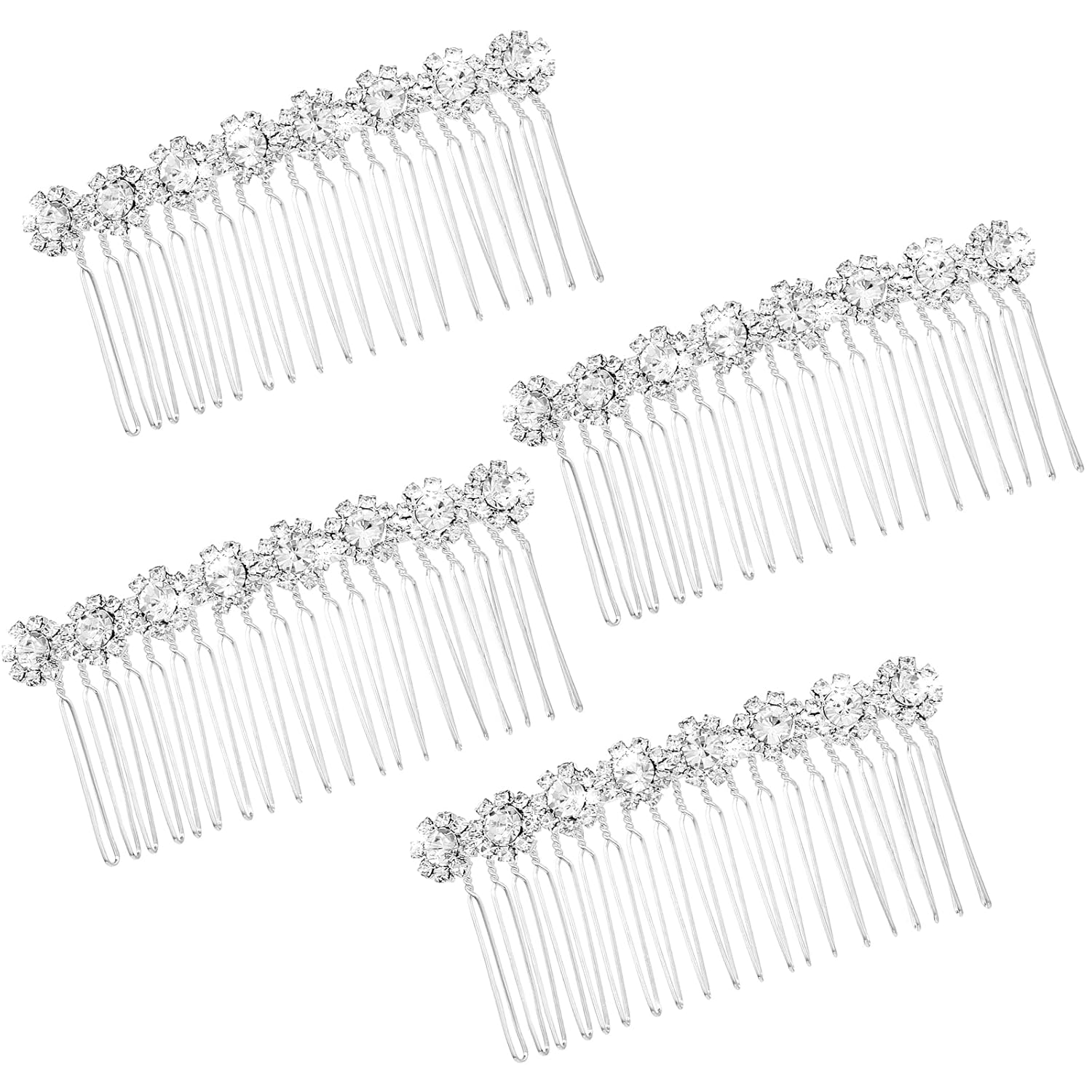 4 peines para el cabello con diamantes de imitación, piezas de pelo de boda, peine de pelo de novia, peine lateral, pinzas para el cabello,