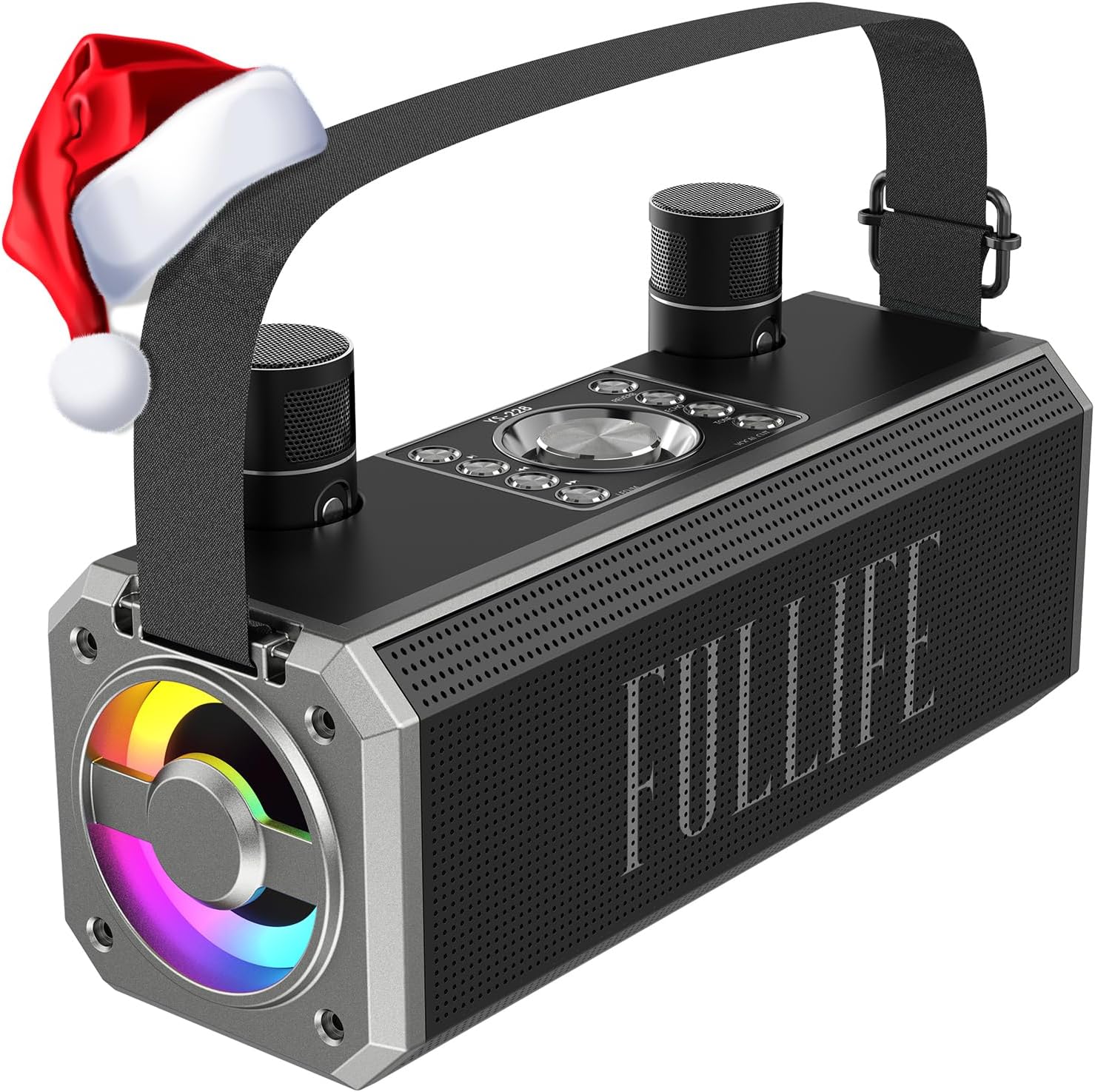 Máquina de karaoke para adultosniños con 2 micrófonos inalámbricos UHF, XIZJ 4000mAh altavoz portátil Bluetooth de karaoke con correaluces RGB,