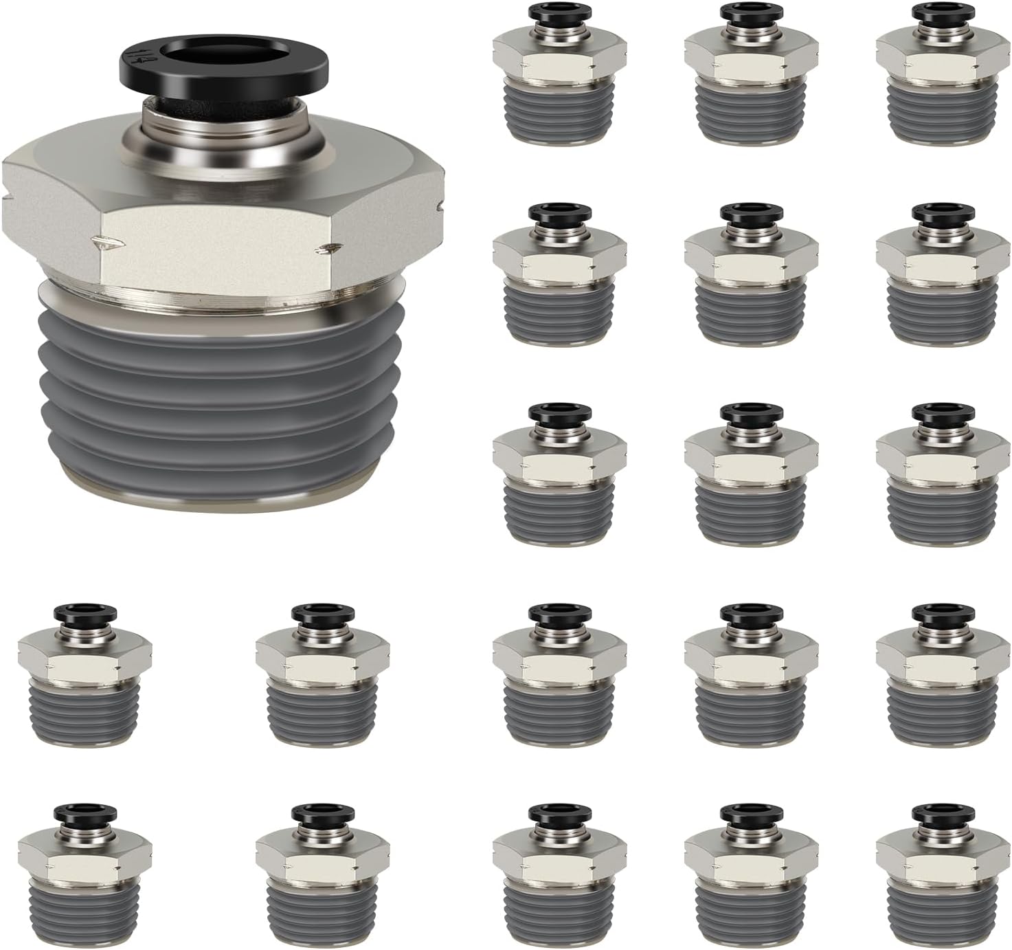 HOFUJNG Tubo neumático macho recto de 14 de pulgada OD x 12 pulgada NPT Push para conectar accesorios modo PC14xN04 (paquete de 10)