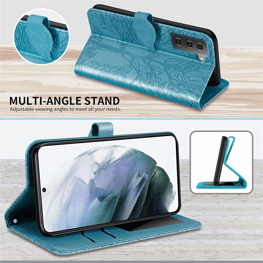 MEUPZZK Funda para Samsung Galaxy S23 Plus, Samsung S23+ Plus 5G, piel sintética de alta calidad con relieve, función atril, ranuras para tarjetas,