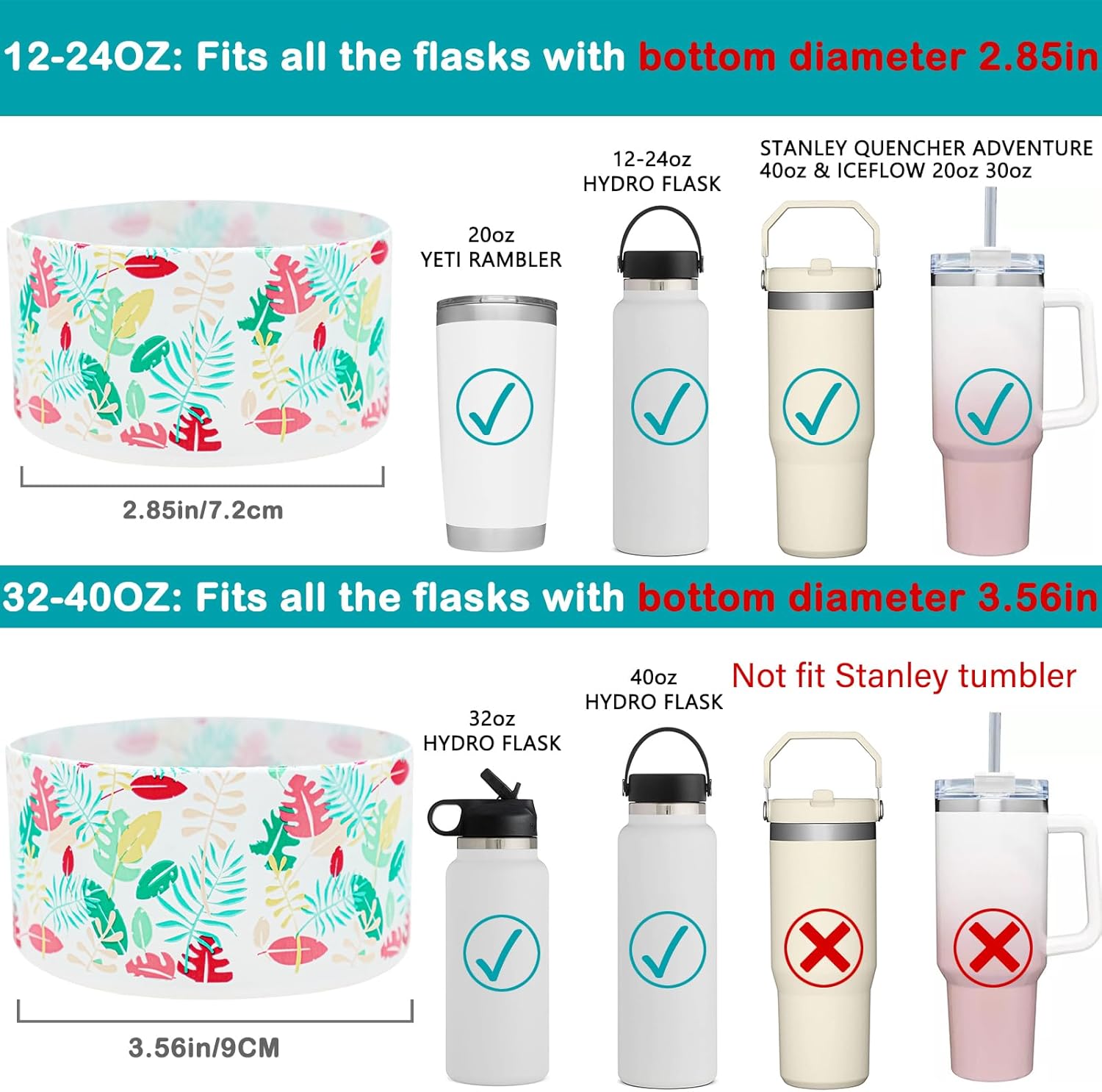 HEYSKAY Base protectora de silicona para funda de maletero de 12 a 40 onzas para vaso Stanley Hydro Flask, Yeti, Simple Modern, accesorios para