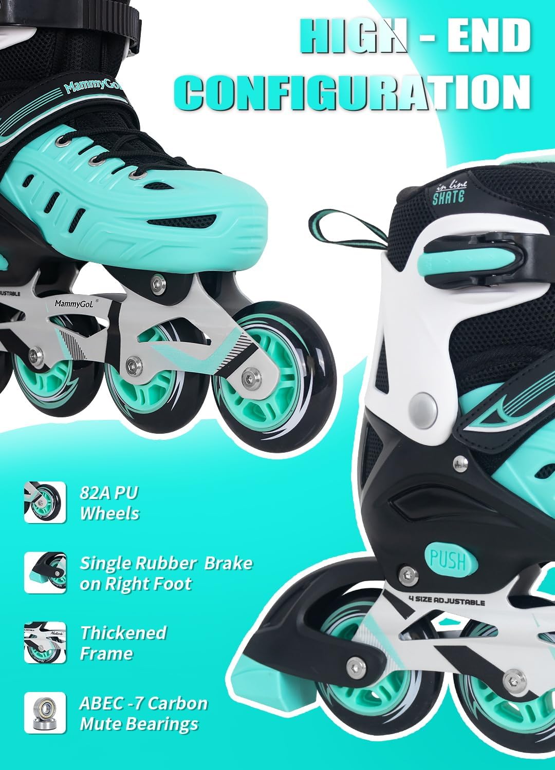 MammyGol – Patines en línea ajustables para adultos y adolescentes, seguros y duraderos con ruedas gigantes, patines de alto rendimiento para niñas
