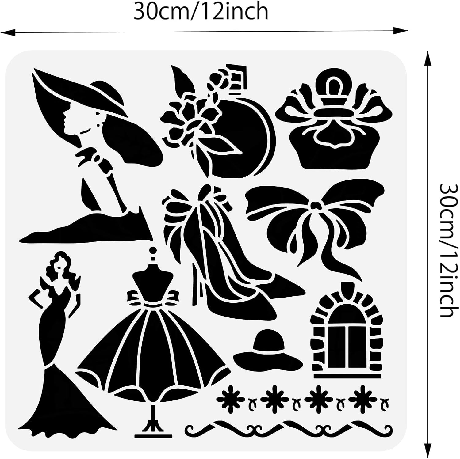 BENECREAT Plantilla de plástico de moda para mujer, vestido de perfume, plantilla de decoración de tacones altos, plantillas de pintura de dibujo