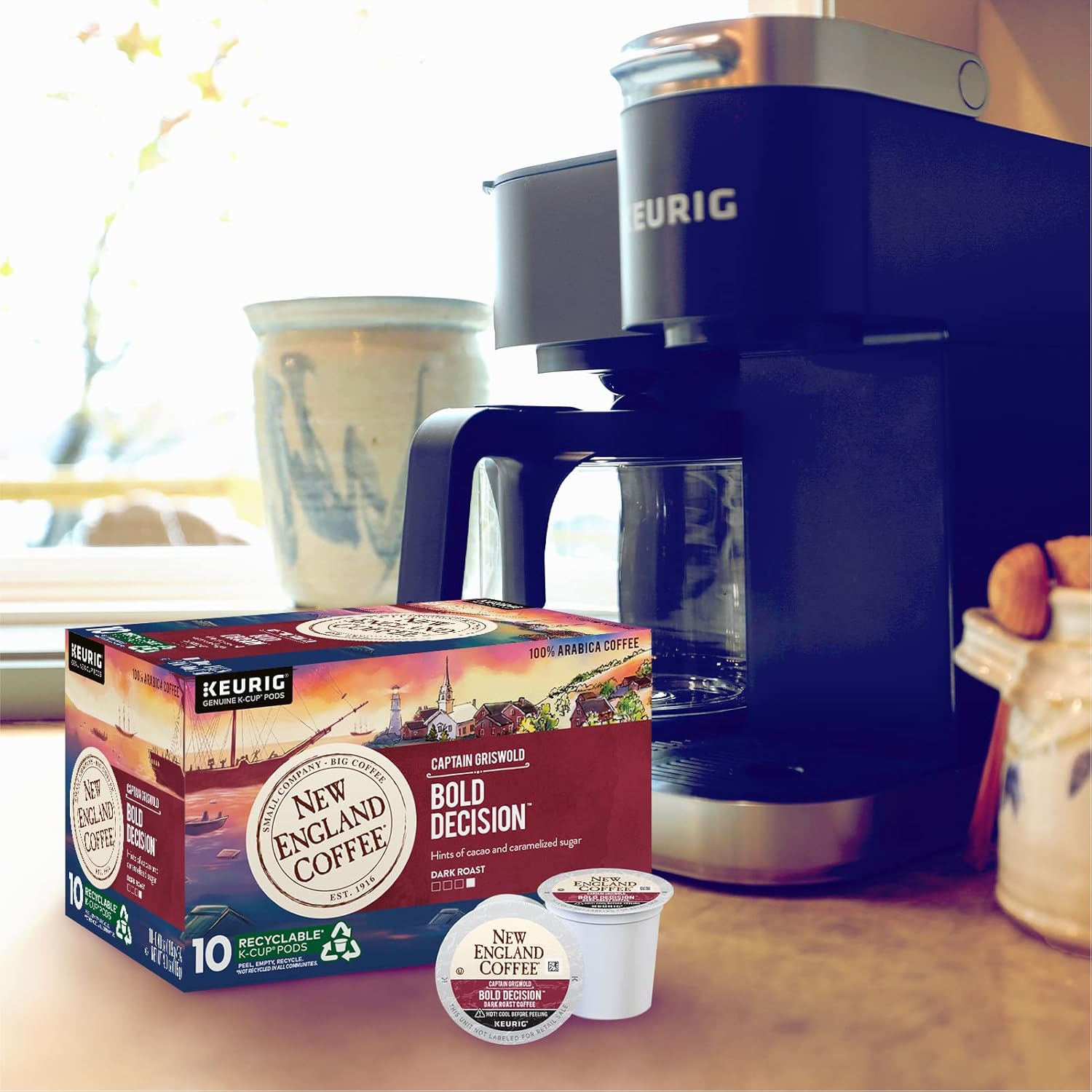 New England Coffee Bold Decision – Cápsulas individuales de tostado oscuro, caja de 10 unidades (paquete de 1)