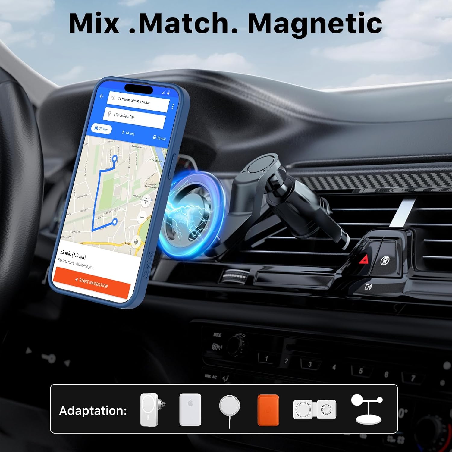 MYBAT PRO Lunar Lite Series – Funda para iPhone 15 compatible con MagSafe translúcido mate, parte trasera dura, delgada, antihuellas, antiarañazos,