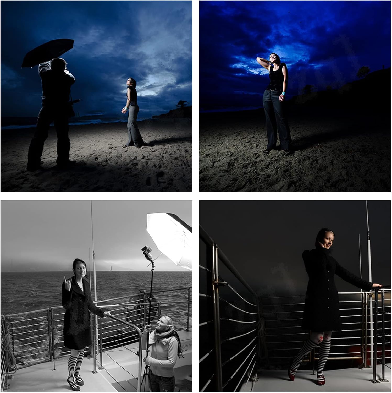 Paquete de 2 kits de iluminación para paraguas de fotografía, paraguas reflector negro y plateado de 43 pulgadas para estudioexteriores accesorios