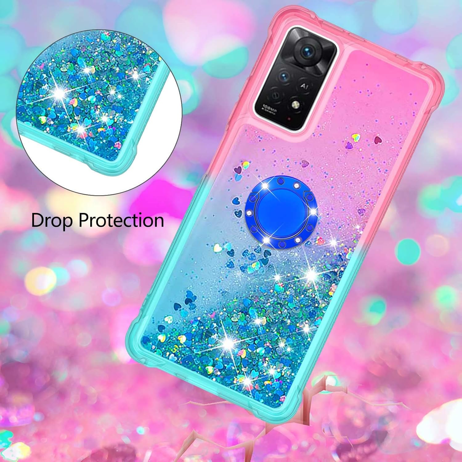 Monwutong Funda de teléfono para Xiaomi Redmi Note 11 Pro 5G4G, brillante efecto arena movediza TPU parachoques con cuatro esquinas cubierta de