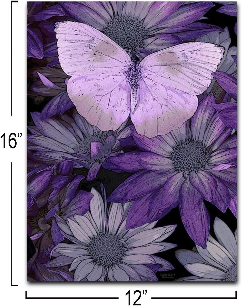Impresión giclée de pintura de mariposa morada sobre lienzo, estirada y enmarcada, decoración moderna del hogar para sala de estar, dormitorio,