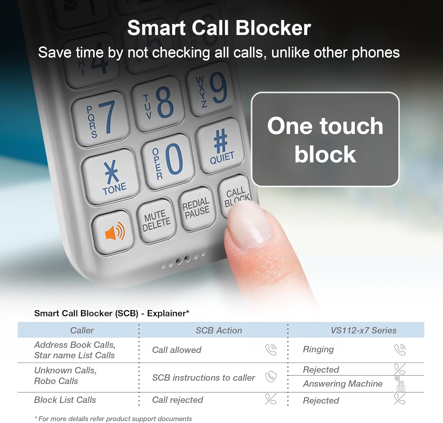 VTech Extended Range 3 teléfono inalámbrico para el hogar con bloqueo de llamadas, conectar a celular Bluetooth