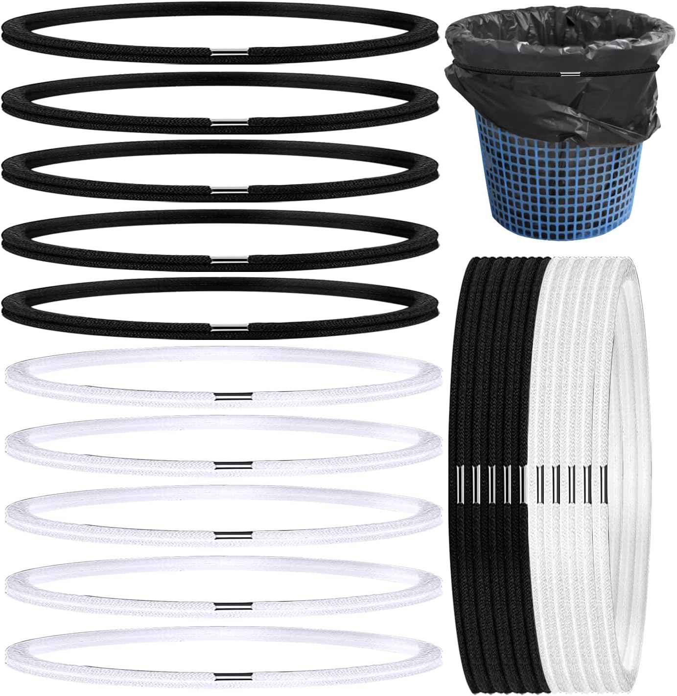 20 bandas de basura para botes de basura, bandas de goma elásticas para cubos de basura de 8 a 33 galones, bandas para contenedores de basura,