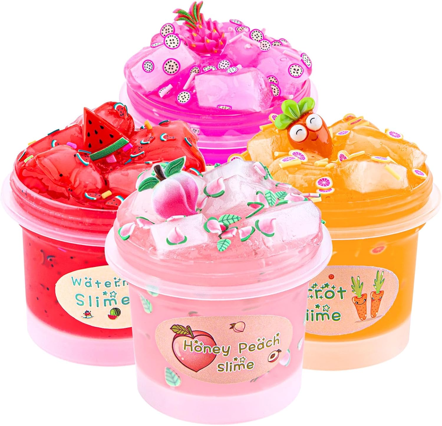 Paquete de 4 kits de slime transparente, paquete de slime de gelatina, juguetes de limo crujiente para niños, kit de fabricación de limo de agua,