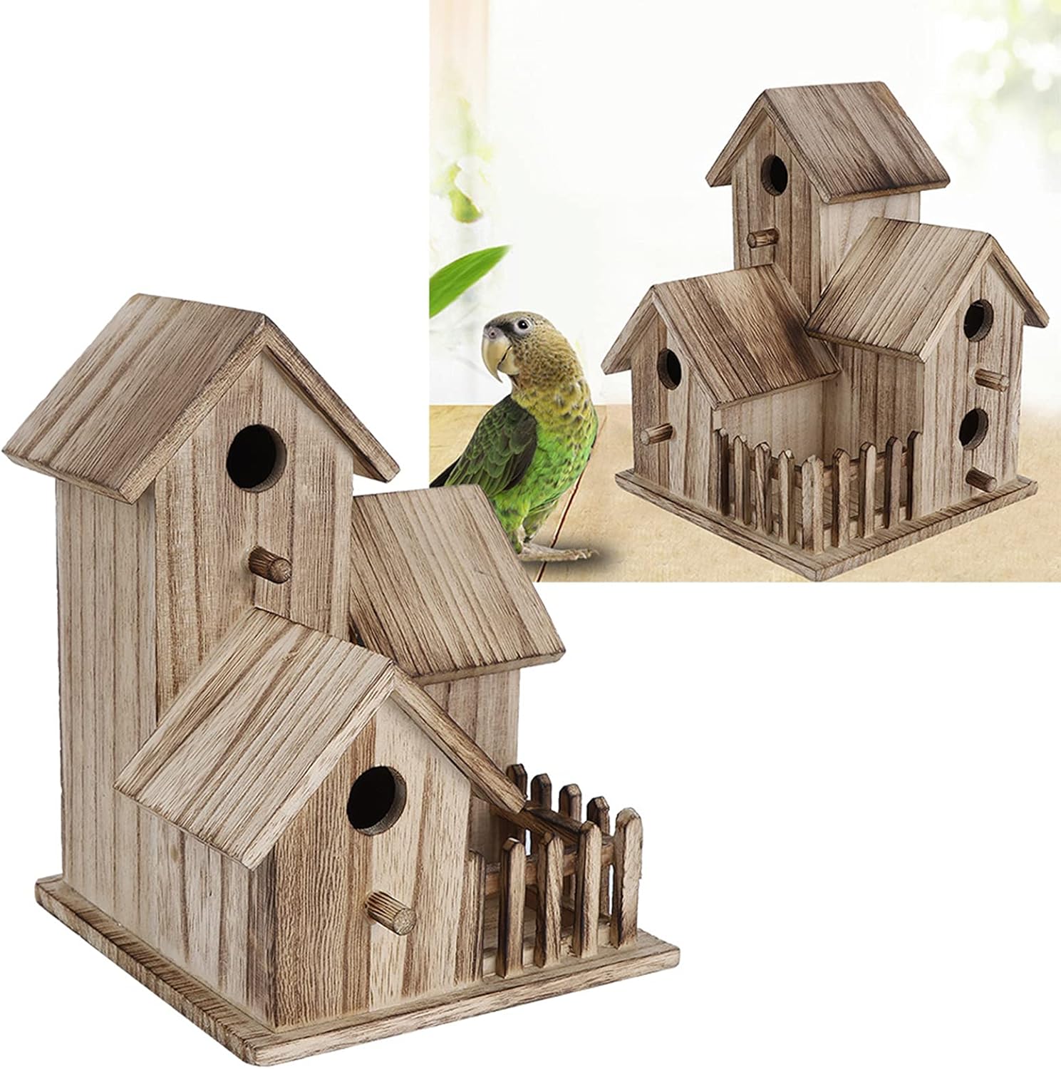 Fydun Casa de madera para pájaros, pequeña caja de pájaros para jardín, casa de pájaros, suministros para mascotas, decoración para hombres y mujeres