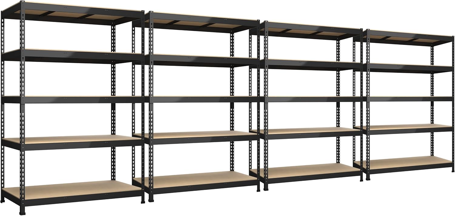 BuxWellBang Paquete de 4 estantes de almacenamiento ajustables de 48 pulgadas de ancho x 24 pulgadas de profundidad x 72 pulgadas de alto, 5