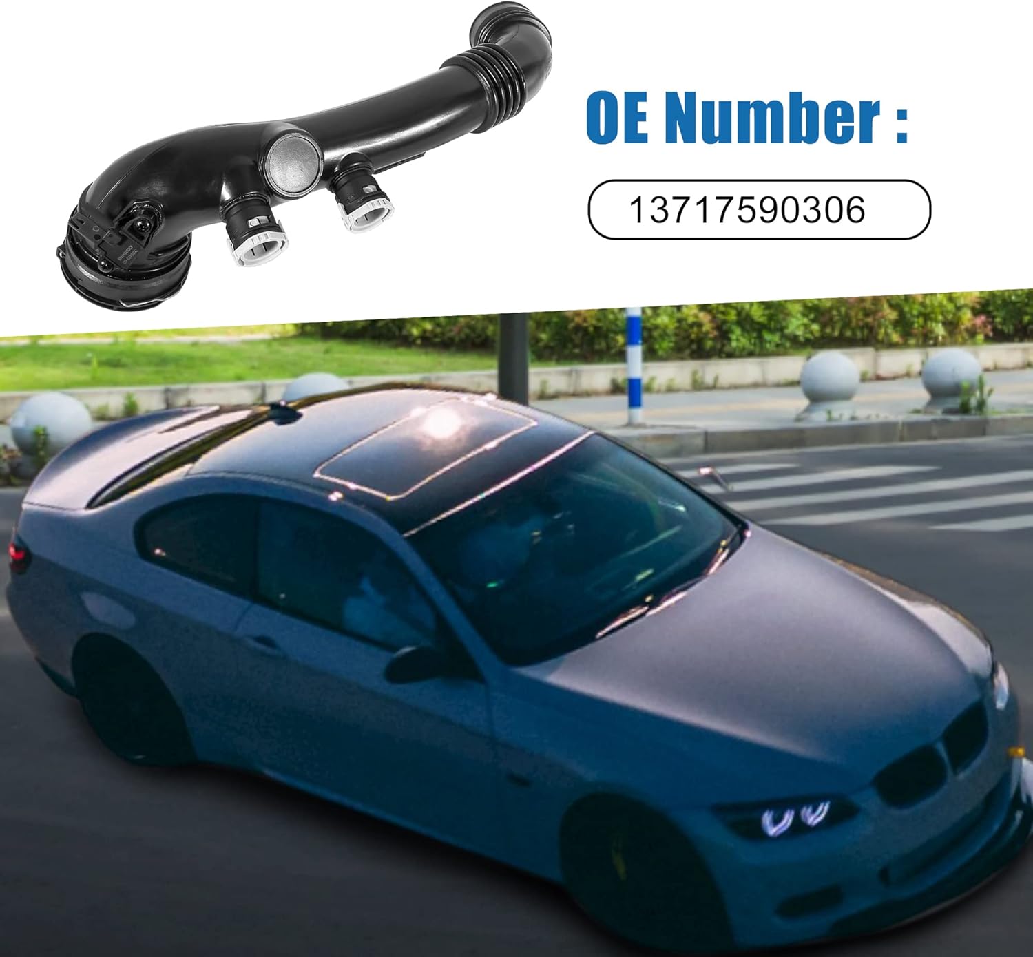 A ABSOPRO Manguera de entrada de aire del motor de coche Manguera de filtro de aire 13717590306 Tubo de manguera de entrada de aire para BMW 335i