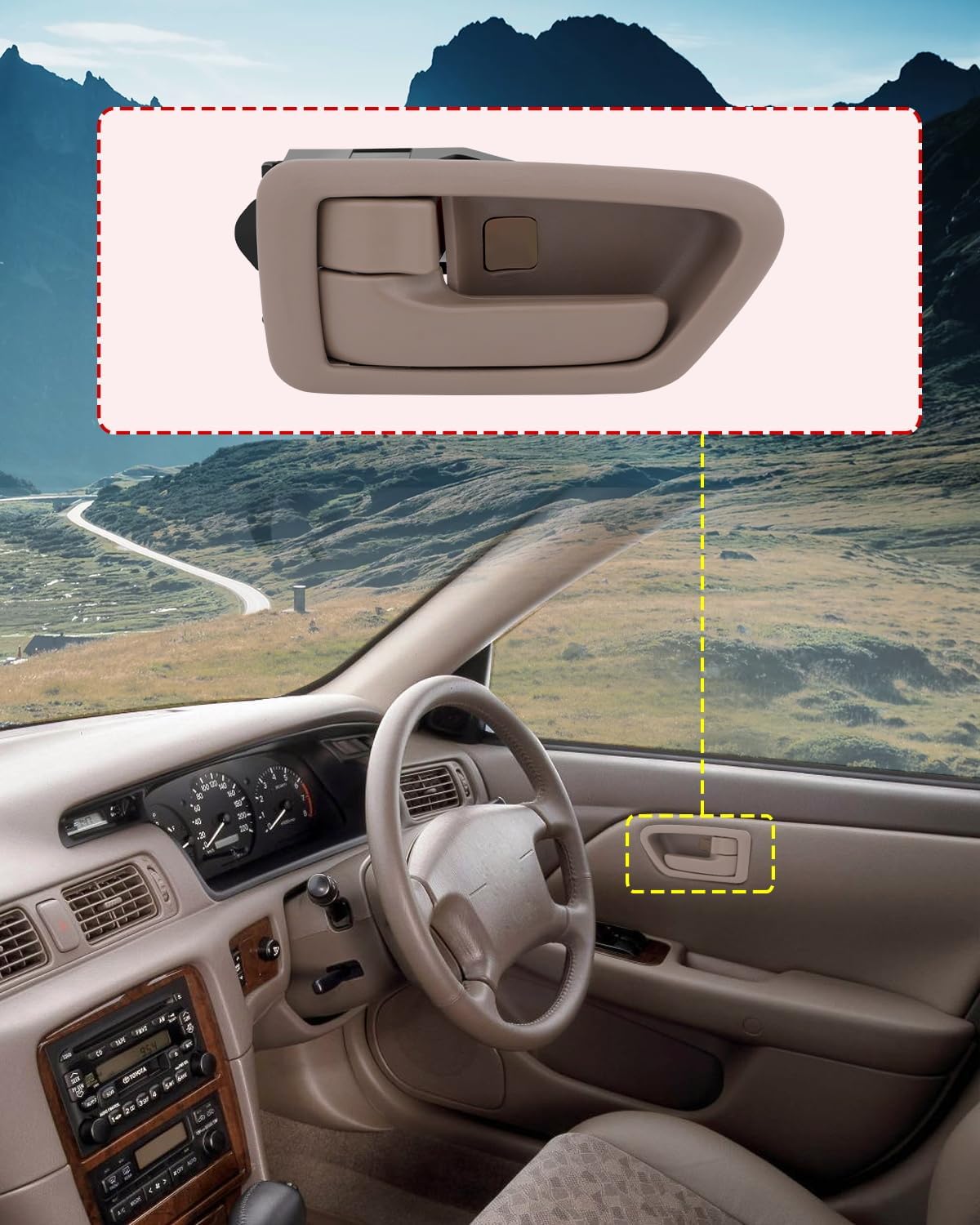 Manija interior de la puerta del coche del pasajero del conductor de 4pcs se adapta a 1997-2001 para Toyota para Camry Beige