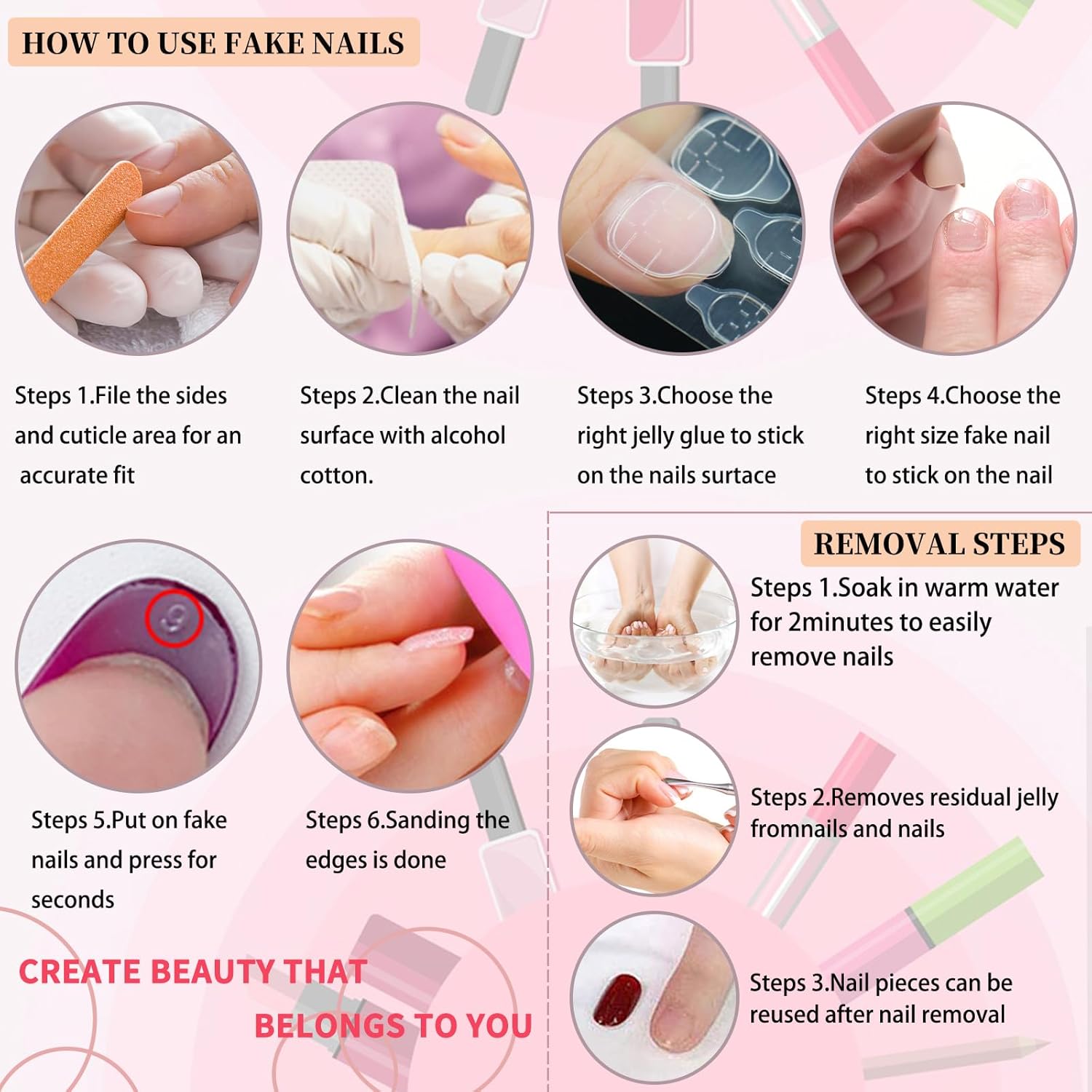 Uñas postizas cuadradas cortas con diseños de flores simples, uñas postizas de verano, uñas postizas de cobertura completa, acrílicas, nude, uñas