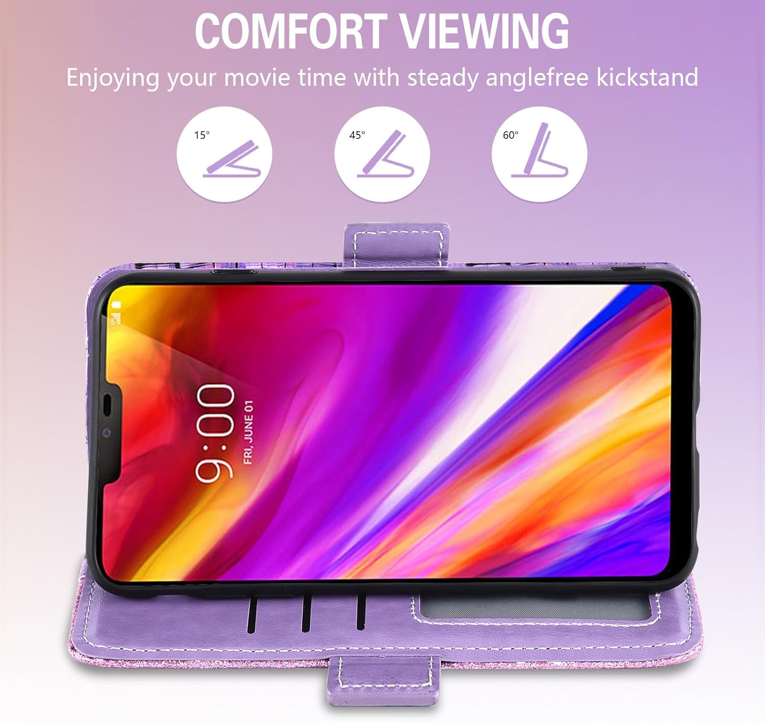 Asuwish Funda de teléfono para LG G7 ThinQ Funda tipo cartera con protector de pantalla y tarjetero abatible Bling Glitter Cell LGG7 One G 7 Plus