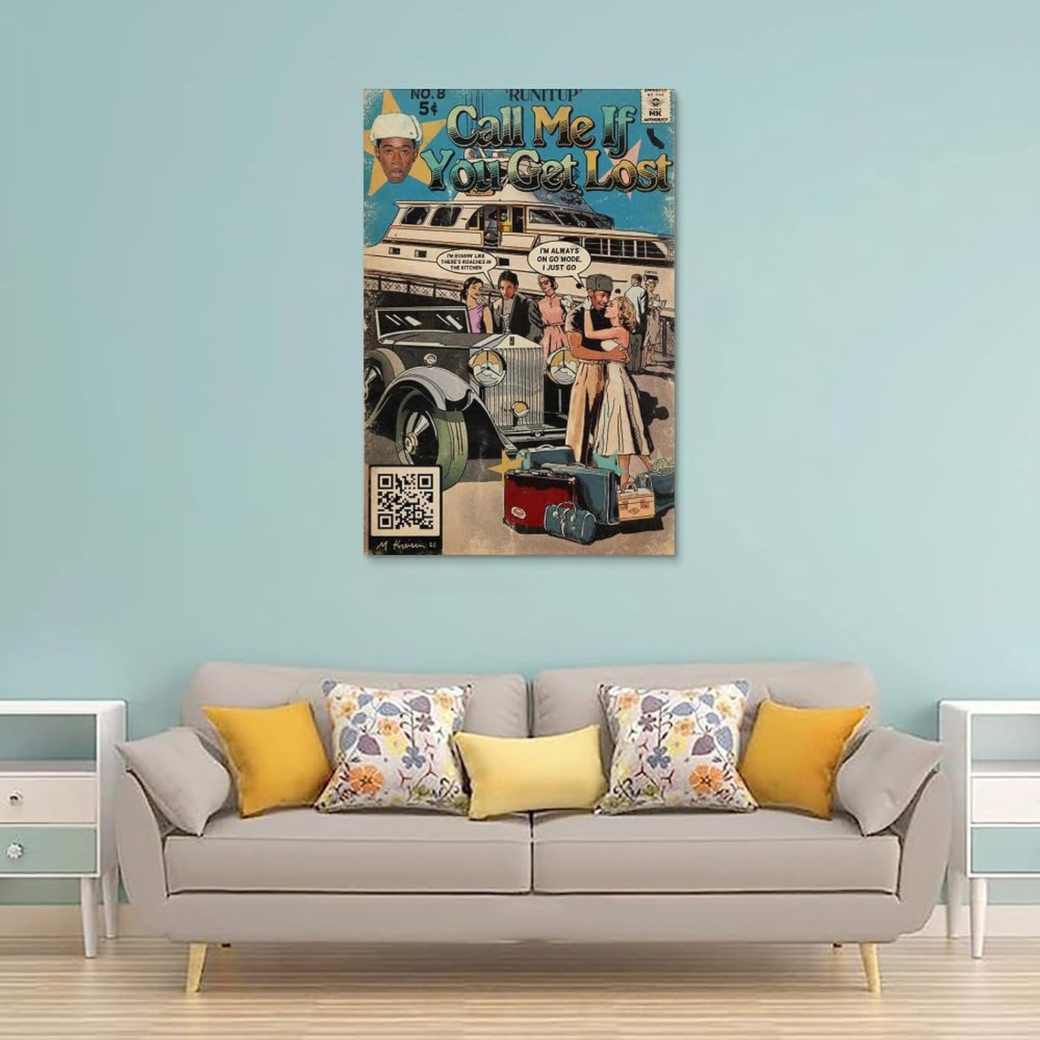Tyler The Creator – Póster de cómic, póster de álbum de música para habitación, arte de pared estético, decoración de dormitorio, 12 x 18 pulgadas