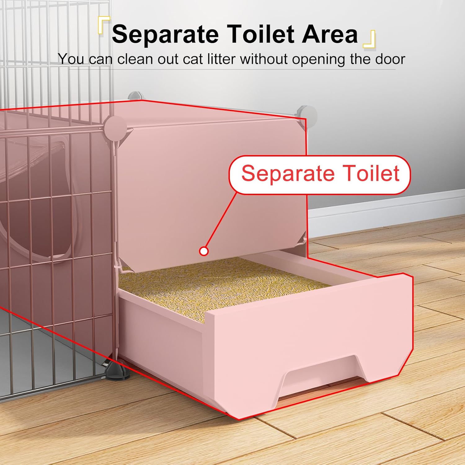 Jaula para gatos con caja de arena, recintos para gatos de 4 niveles, corralito grande, desmontable, alambre de metal, jaula para interiores, lugar