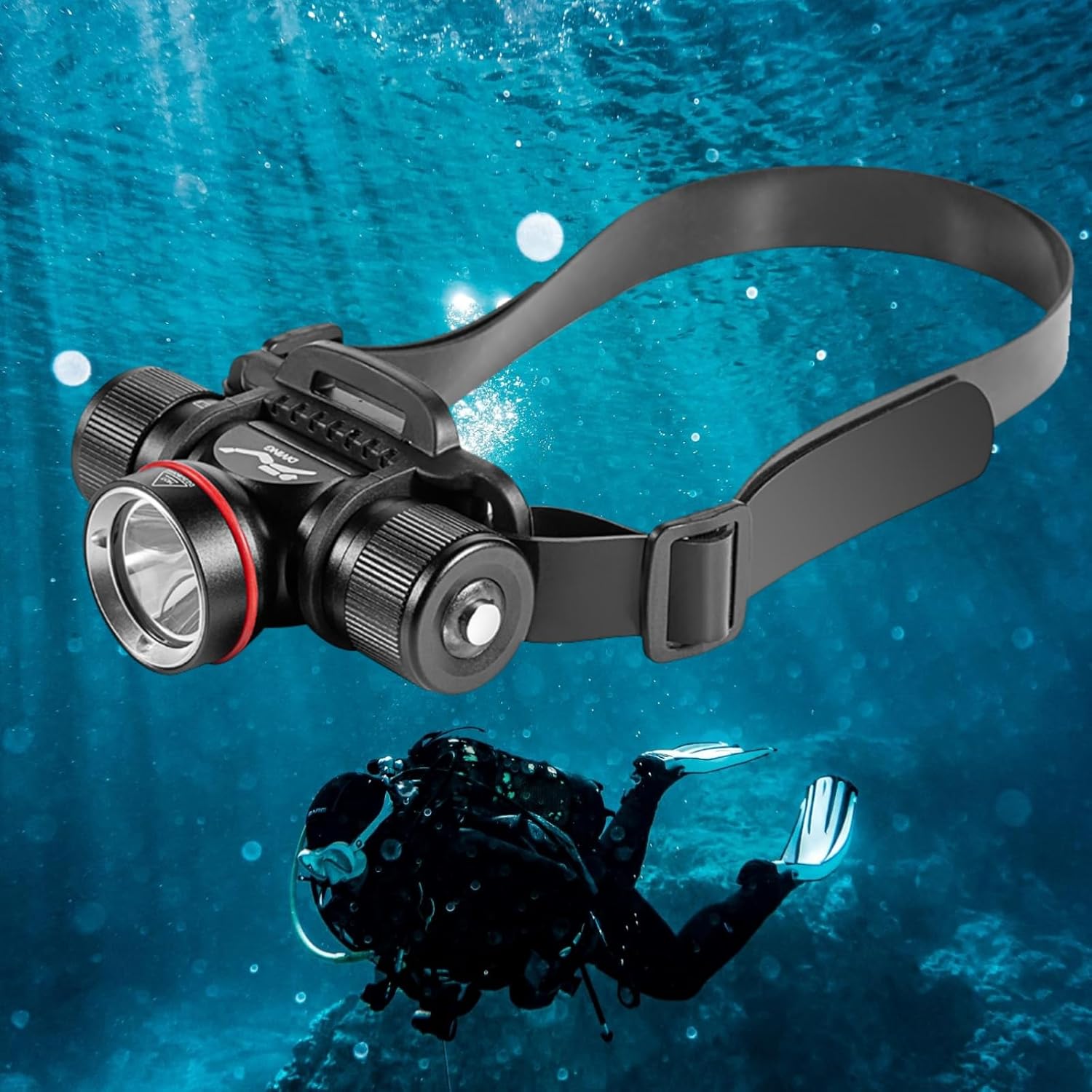 WINDFIRE Luz de buceo, faro de buceo subacuático profesional IPX8 impermeable, linterna de seguridad para faros de buceo, 5 modos, luz de esnórquel